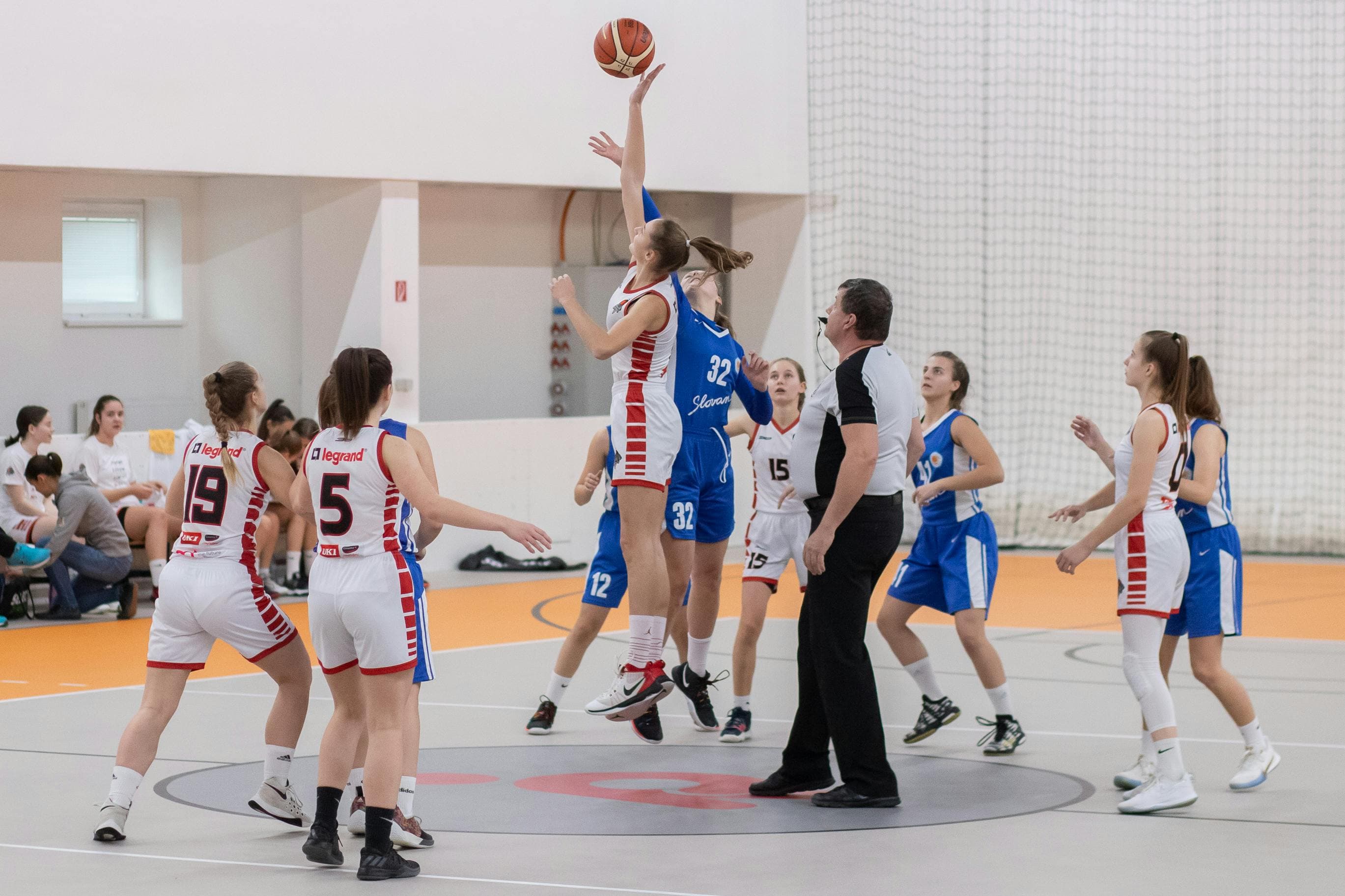 Basketball players training